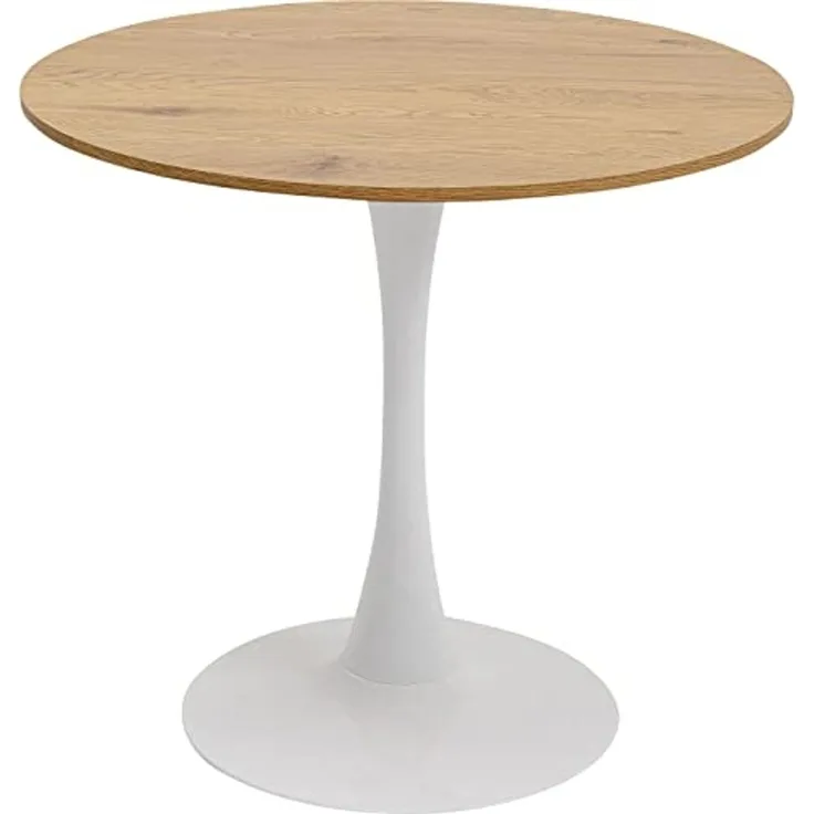 Kare Design Tisch Schickeria, Braun, 80cm Durchmesser, Esstisch, Eichenholz Optik, Stahlgestell, Rund, Esszimmer