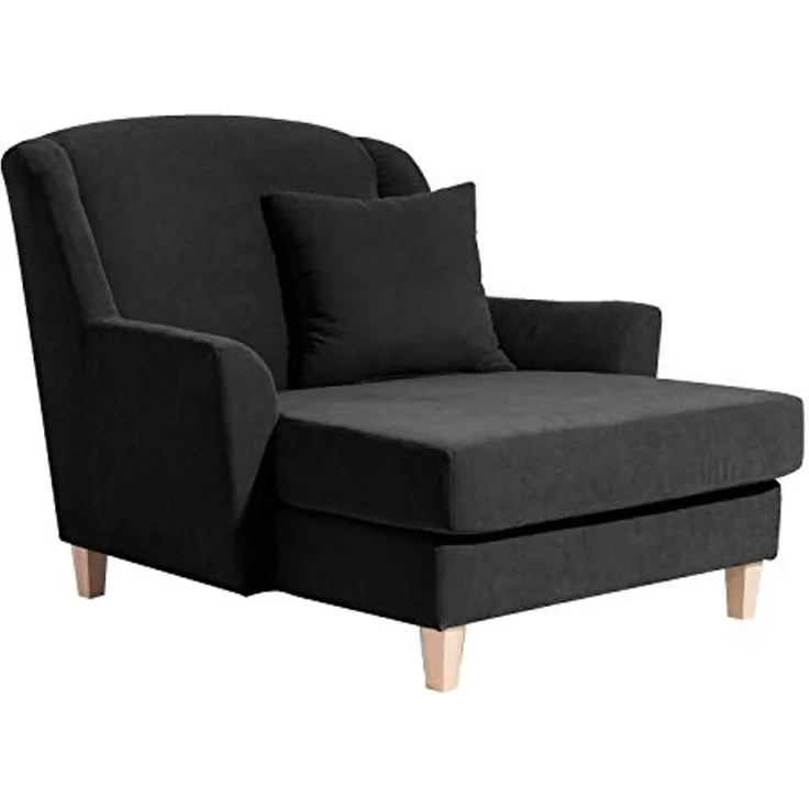 Judith Big Sessel Veloursstoff Schwarz Buche Natur 1 Zierkissen