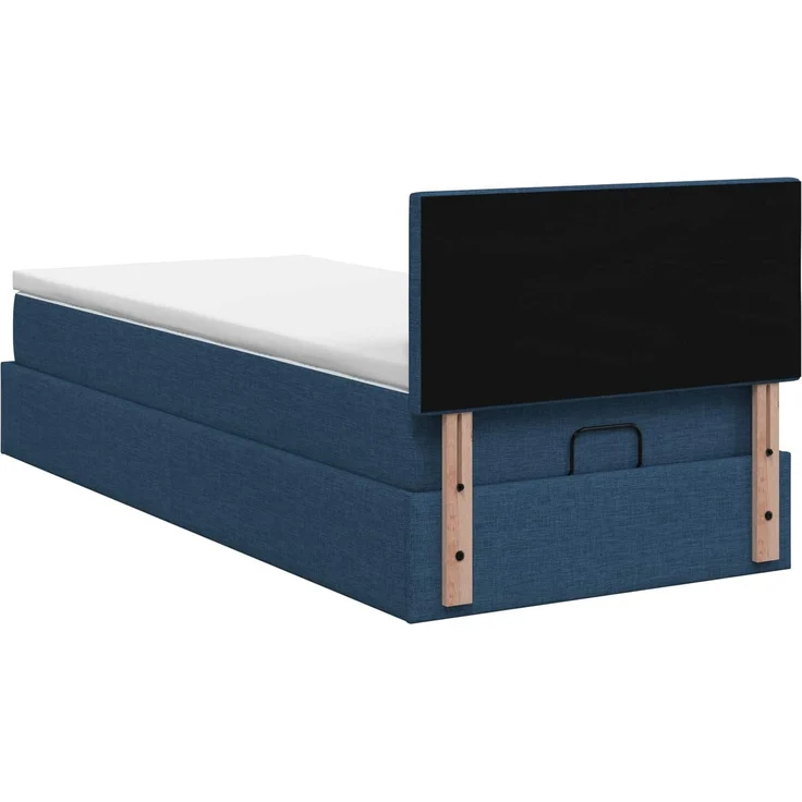 vidaXL Ottoman Bett mit Matratze mit Kopfteil Blau 90 x 200 cm Stoff 3456301 – Bild 9