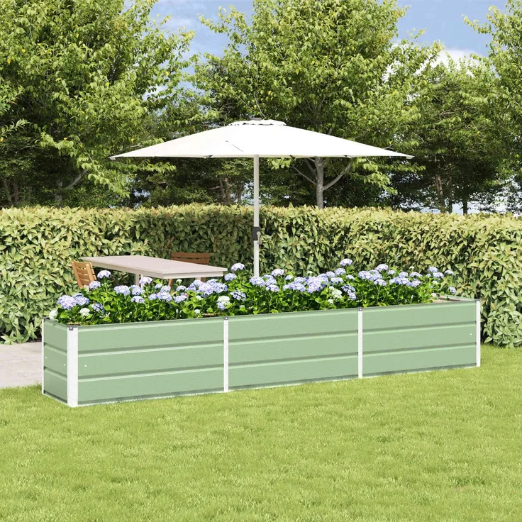 Pflanzkübel, Blumentopf, Hochbeet Pastellgrün 480 x 50 x 45 cm Verzinkter Stahl