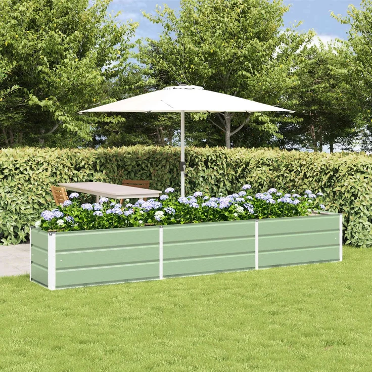 Pflanzkübel, Blumentopf, Hochbeet Pastellgrün 480 x 50 x 45 cm Verzinkter Stahl – Bild 1