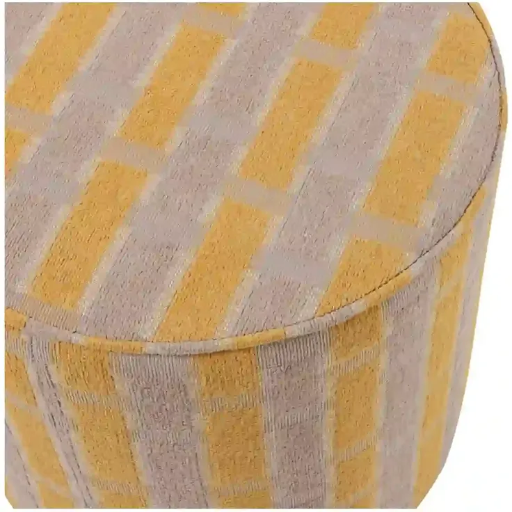 Polsterhocker Sarli - Chenille-Stoff Taupe / Gelb, Ø 46 cm – Bild 2