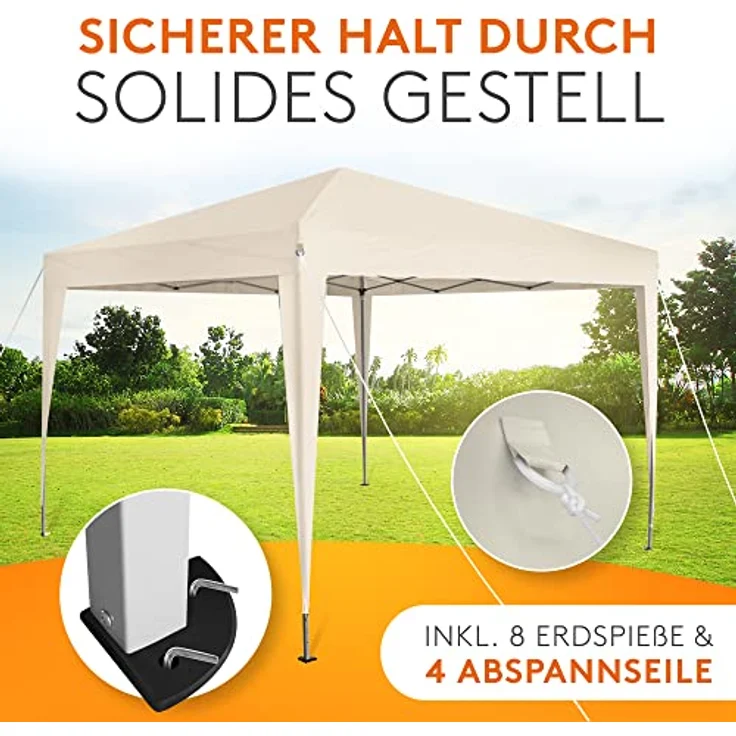 Kronenburg Faltpavillon wasserdicht Dachmaß 2x2 m UV Schutz 50+ Pavillon in Champagner – Bild 6
