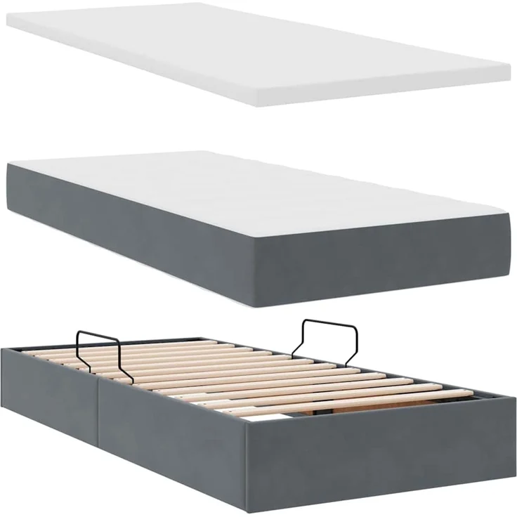 vidaXL LED-Speicherbett mit Matratze Dunkelgrau 90 x 200 cm Samt 3372640 – Bild 9