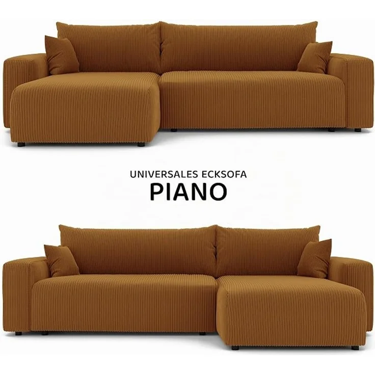 XL-Ecksofa mit Schlaffunktion & Stauraum, Dunkelorange, 278 x 145 cm – Bild 4