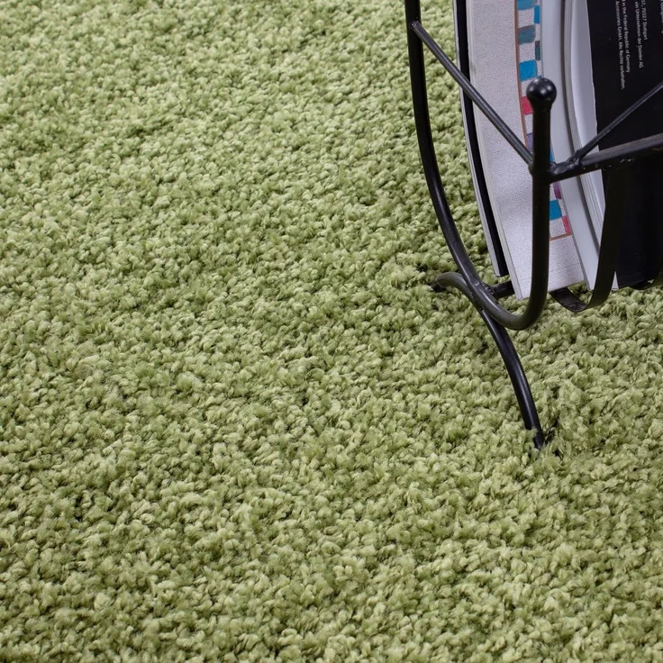 Carpetsale24 Shaggy Hochflor Teppich Wohnzimmer 300x400 cm Grün Modern - Teppich Flauschig, Extra Weich, Pflegeleicht und einfarbig - für Schlafzimmer, Esszimmer - Ideal als Küchenteppich – Bild 5