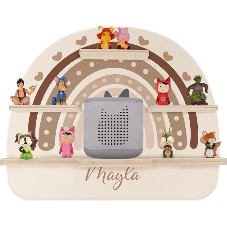 Kidsmood - Tonie Regal personalisiert mit Namen – Wandregal für Toniebox 2 & Figuren | Abgerundete Ecken & Kanten Inkl. Metallplättchen für Tonie Hörfiguren | Kinderzimmer Regal für Mädchen & Jungen – Bild 1