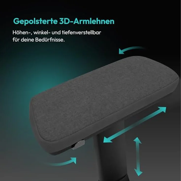 ThunderX3 CORE Smart Ergonomischer Gaming Stuhl mit hochwertigem Stoff, integrierter Synchronmechanik, gepolsterten 3D-Armlehnen, atmungsaktiven Materialien und Belastbarkeit bis 125 kg - Loft Dunkelgrau – Bild 5