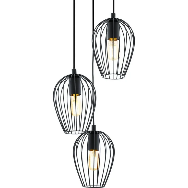 Eglo 49479 Hängeleuchte Newtown Stahl schwarz E27 3X40W H:110 Ø 38cm dimmbar – Bild 5