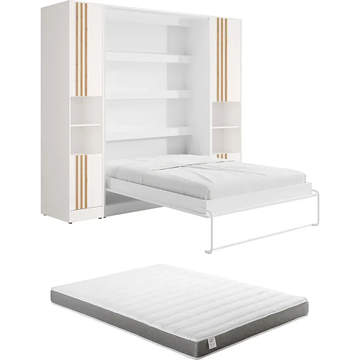 Vente-unique - RAPILI Bett Holz, Platte Weiß - B 51,2 cm239,2 cm x H 225,2 cm x L 259 cm – Bild 6