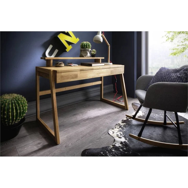 MSZ Design Schreibtisch Sekretär KIRSA Wildeiche massiv geölt Natur 126x55x77 cm – Bild 6