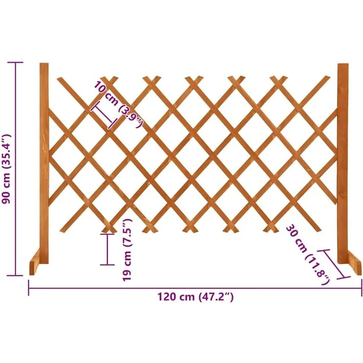 vidaXL Garten-Rankzaun Orange 120x90 cm Massivholz Tanne 314824 – Bild 2