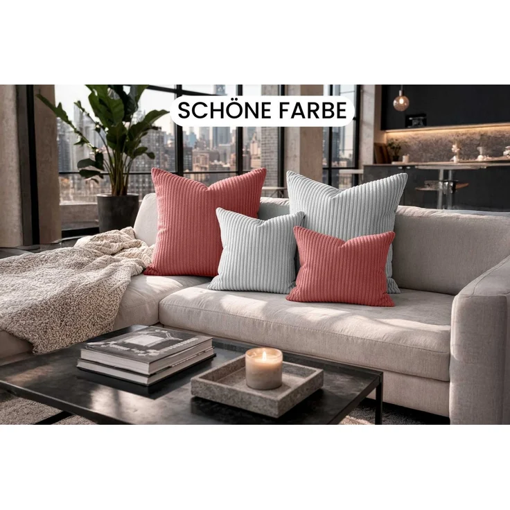 Amilian Dekokissen Sofakissen 4er Set mit Füllung - 2x 45x45 + 2x 35x45 cm, Hotelverschluss, waschbar, formstabil – Bild 4