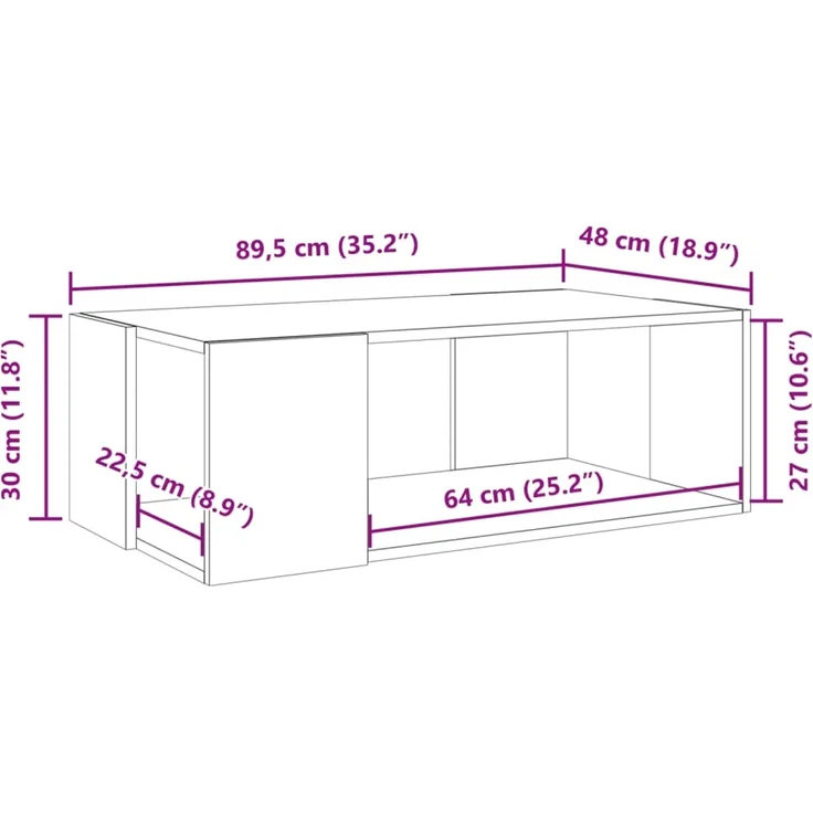 vidaXL Couchtisch Räuchereiche 89,5x48x30 cm Holzwerkstoff 848154 – Bild 9