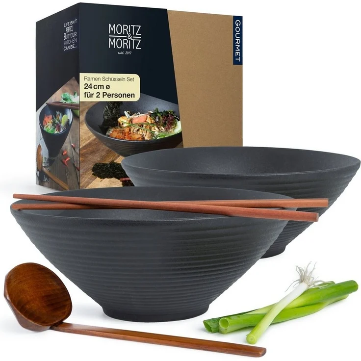 Moritz & Moritz Suppenschüssel 2x Ramen Schüssel Keramik, Keramik, (2er Set), Ramen Bowl Set für 2 Personen – Bild 5