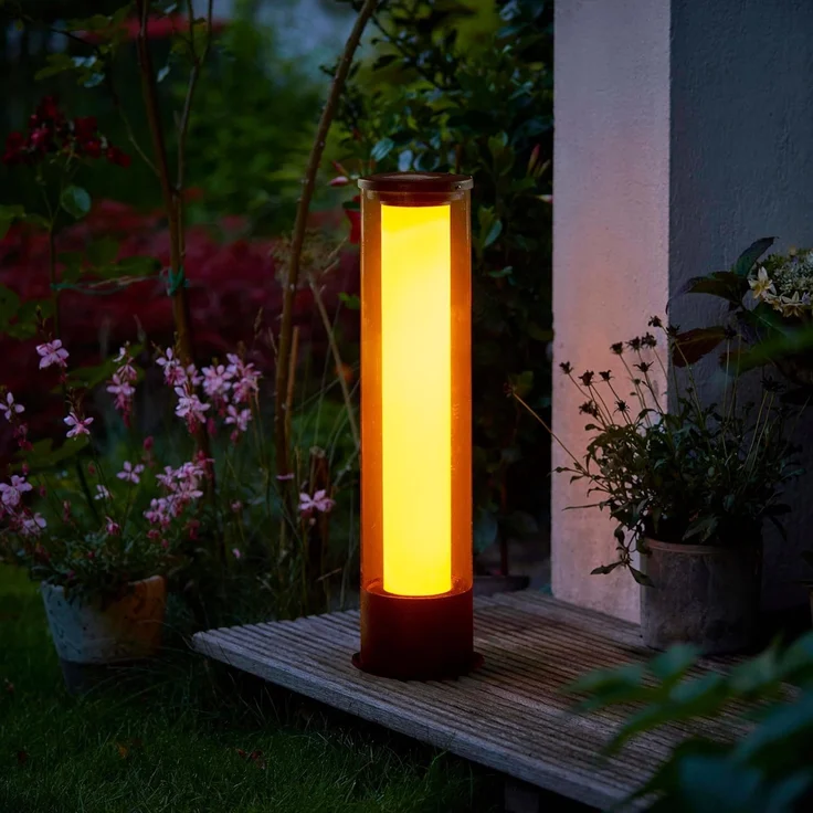 Northpoint LED Gartenleuchte Solar Flammenlichtsäule Flammen Dauerlicht Dämmerungssensor – Bild 2