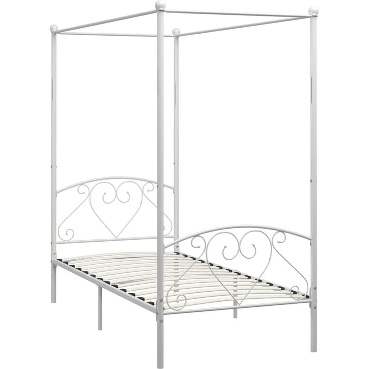 vidaXL Himmelbett-Gestell, Metall weiß, 120x200 cm