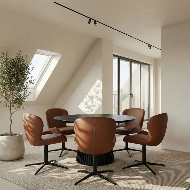 Esstisch Gobens Ausziehbar Ø120-220 cm Eiche Schwarz- Flexibler Holztisch – Bild 10