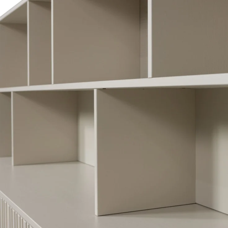 Aufsatzschrank New Gravure aus Kiefernholz, skandinavischer Stil, hellgrau Dust, 200 cm breit – Bild 3