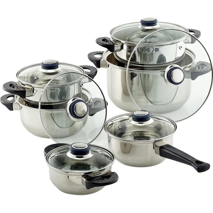 axentia Kochtopf-Set Karin, 6tlg, Edelstahl, mit Glasdeckeln, Silber – Bild 3