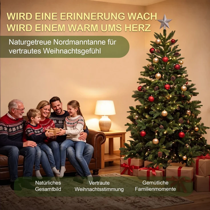 Aurelia Home Künstlicher Weihnachtsbaum 180 cm ohne Beleuchtung – Nordmann-Optik, PE/PVC, 569 Spitzen – Bild 2