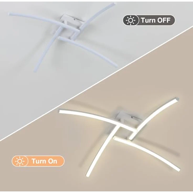Goeco LED Deckenleuchte Innen, 24W 60 CM Acryl Deckenlampe Wohnzimmer mit 4 Fimmige, 4500 K Neutrales Licht, Moderne LED Lampen Deckenbeleuchtung für Schlafzimmer Büro Küche, Weiß – Bild 7