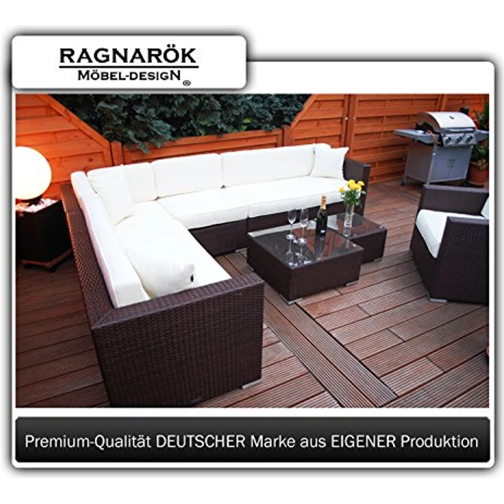 Ragnarök Möbel-Design Gartenlounge-Set Narvik, (Set, Ecklounge, Polyrattan, Alu), Sitzpolster ca. 16 cm dick und haben 2 intergrierte Härtegrade – Bild 5
