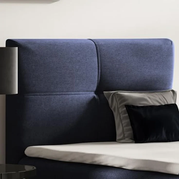BEAUTYSOFA Modern Boxspringbett HELEN MINI, Polsterbett mit Federkernmatratze und Topper, 100x200cm, Blau (soro 76), inkl. Bettkasten für Stauraum – Bild 6