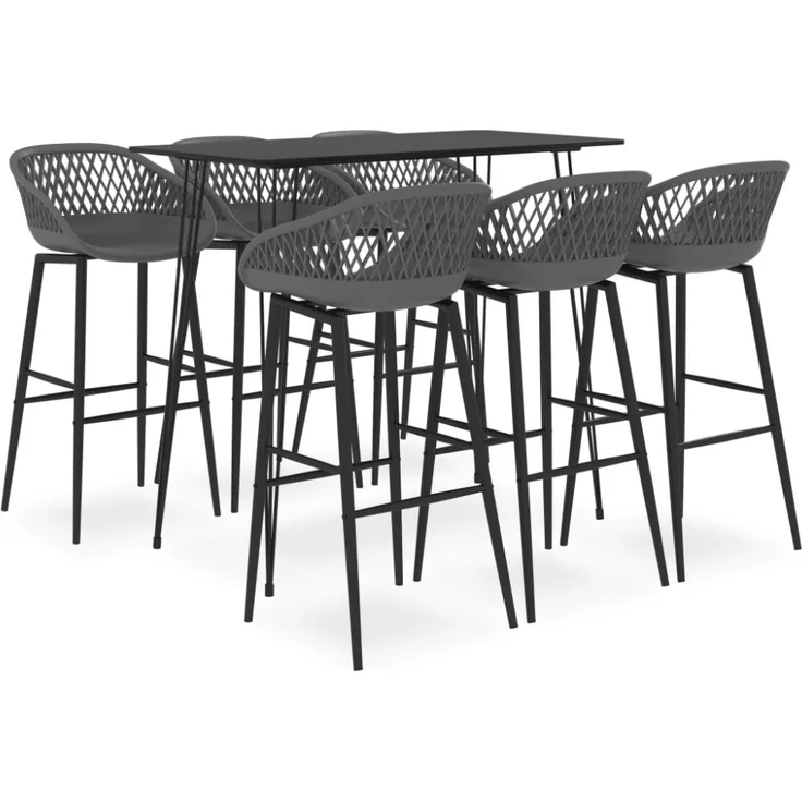 vidaXL 7-tlg. Bar-Set Schwarz und Grau 3057391