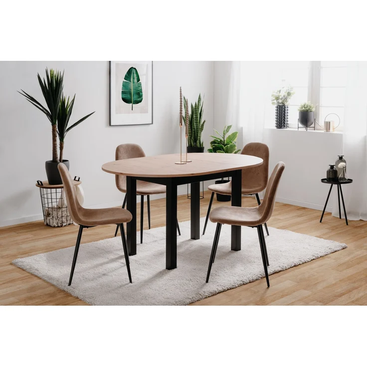 Esstisch >Coburg< in Artisan Oak / schwarz - 100x76x100cm (BxHxT) – Bild 2