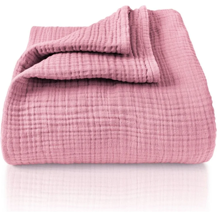 Laynenburg Tagesdecke Musselin aus 100% Baumwolle – Baumwolldecke, Kuscheldecke, Wohndecke als Sommerdecke, Bett-Überwurf, Couch-Überwurf, Sofa-Decke – Bild 5
