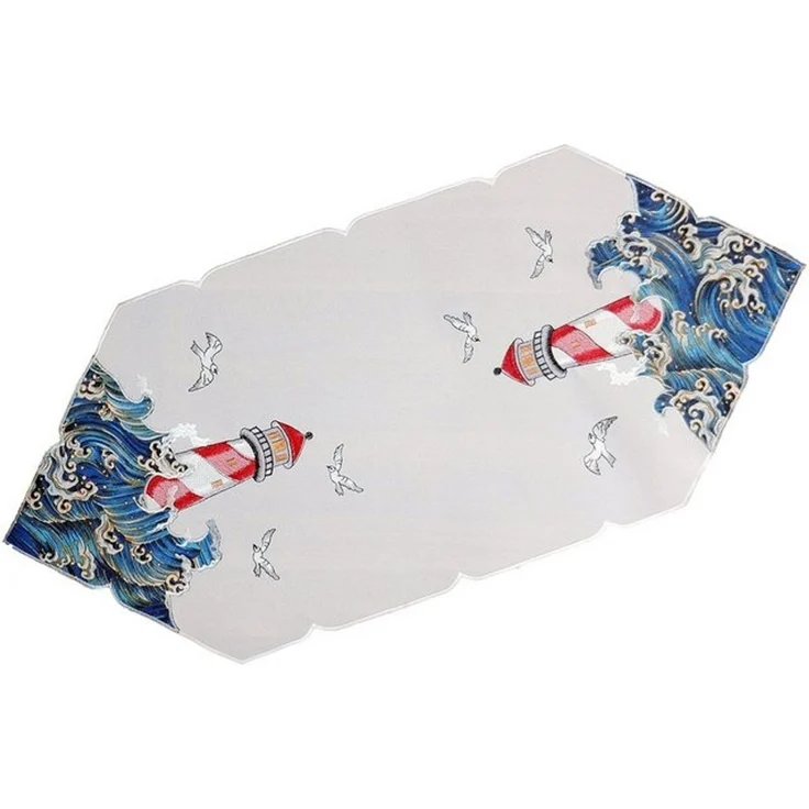 matches21 HOME & HOBBY Tischdecke Tischläufer YVONNE Leuchtturm Stickerei Polyester maritim 40 x 90 cm (1-tlg), Pflegeleicht & waschbar bei 30 °C – Bild 3