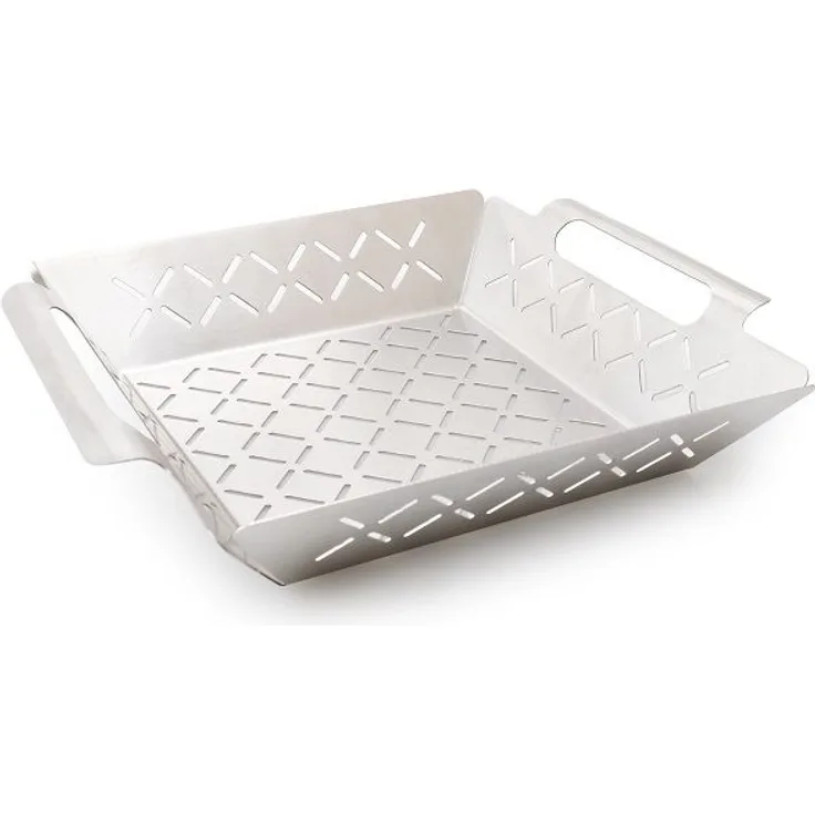 Primaster Grillkorb Edelstahl 27 x 22 x 5 cm Grillzubehör Grillpfanne Grillwok