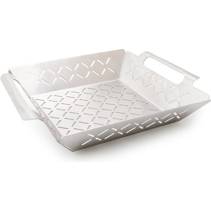 Primaster Grillkorb Edelstahl 27 x 22 x 5 cm Grillzubehör Grillpfanne Grillwok