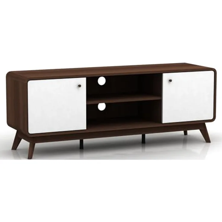 DHP Furniture Cassie TV-Möbel mit 2 Türen in Walnussoptik-Optik Weiß, Spanplatte (BxTxH) 140x39x53 cm