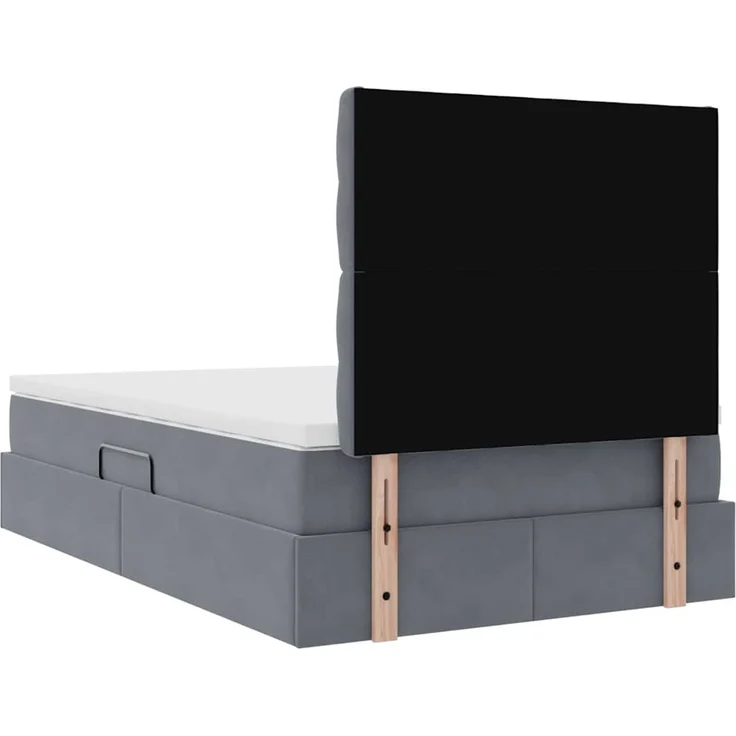 vidaXL Aufbewahrungsbett mit Matratze Dunkelgrau 120 x 190 cm Samt 3372076 – Bild 11