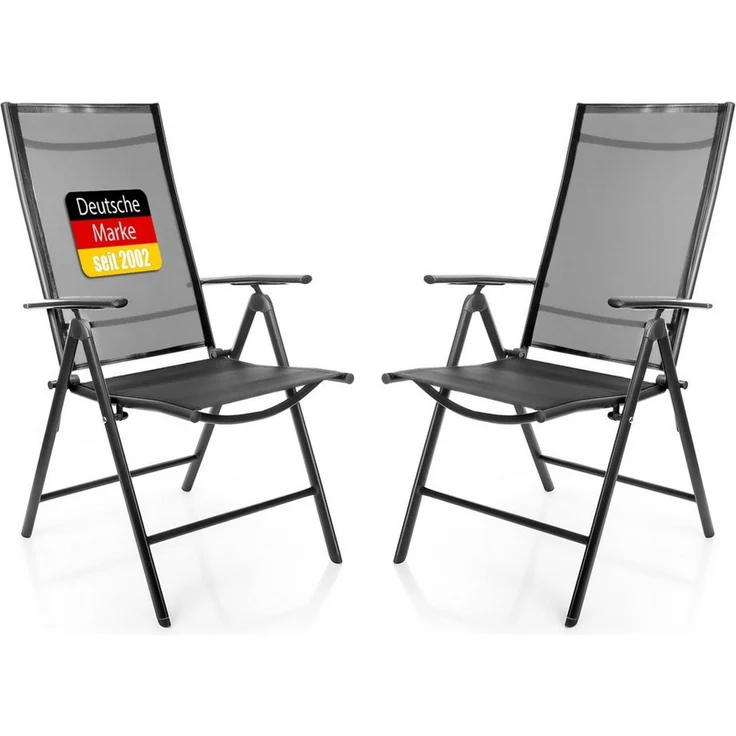 BigDean 2 Stück Gartenstühle dunkelgrau 120 kg belastbar - Balkonstühle Gartenstuhl - Klappstuhl mit 7-fach Verstellbarer Rückenlehne - hochwertiger Campingstuhl für Balkon, Garten & Terrasse – Bild 5