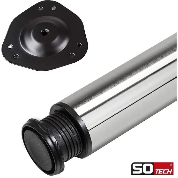 SO-TECH® Tischbein Ø 60 mm, belastbar bis 75 kg pro Stück, höhenverstellbar, Höhe 71 cm, echt Edelstahl mit Anti-Fingerprint, 4x