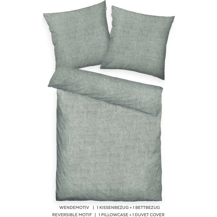 TOM TAILOR HOME Bettwäsche WOVEN MELANGE in Gr. 135x200cm oder 155x220cm, Flanell, 2 teilig, new bedroom, Doppelnaht am Kissen, gewebtes Label – Bild 2