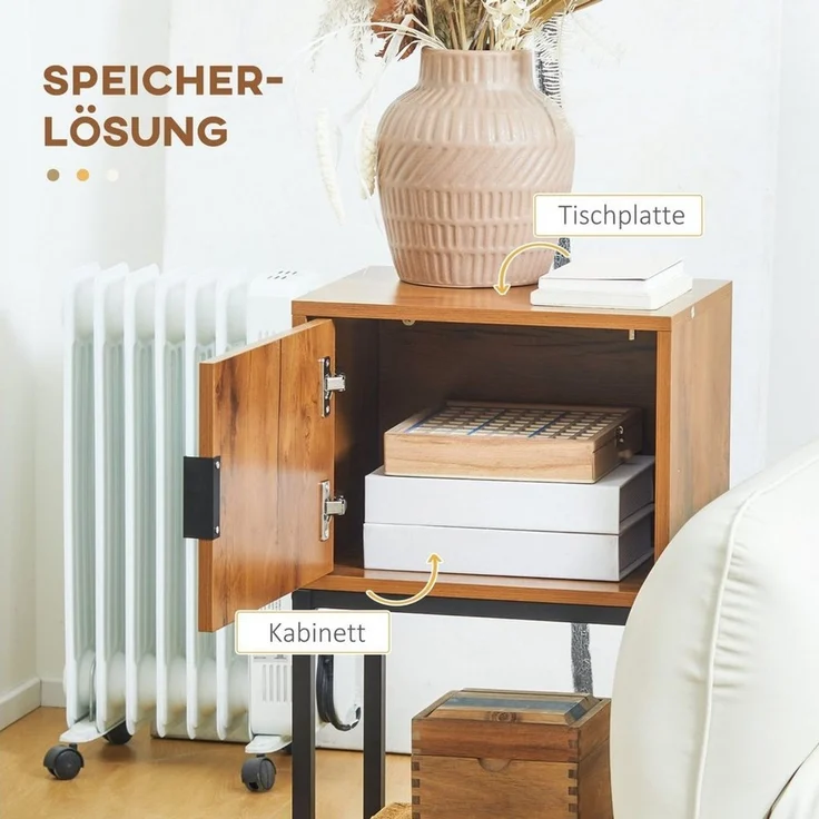 HOMCOM Konsolentisch mit Stauraum, Sofatisch Flurtisch im Industriedesign, Beistelltisch (Couchtisch, 1-St, Beistelltisch), Stahl, Natur, 40 x 30 x 76 cm – Bild 3