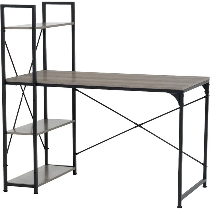 Schreibtisch TUZLA mit Seitenregal 120 x 64 cm – Eiche Grau – Bild 2