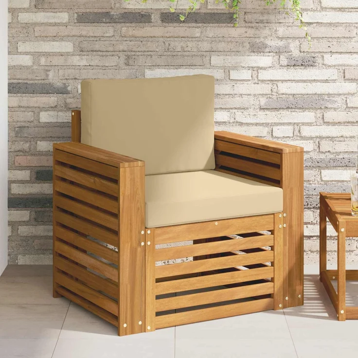 vidaXL Outdoor-Sofagarnitur Natur und Beige Massivholz Akazie 3436363 – Bild 1