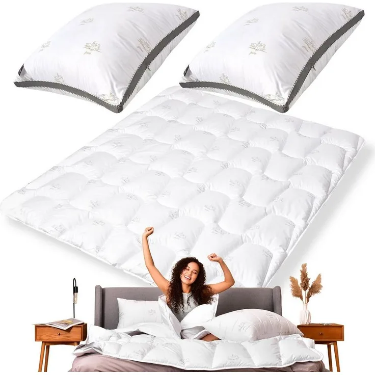 SEI Design Einziehdecke Large 3D SWAN-SET, 1 Bettdecke 200x220 + 2 3D-Kopfkissen 80x80, ähnliche wie Daunen