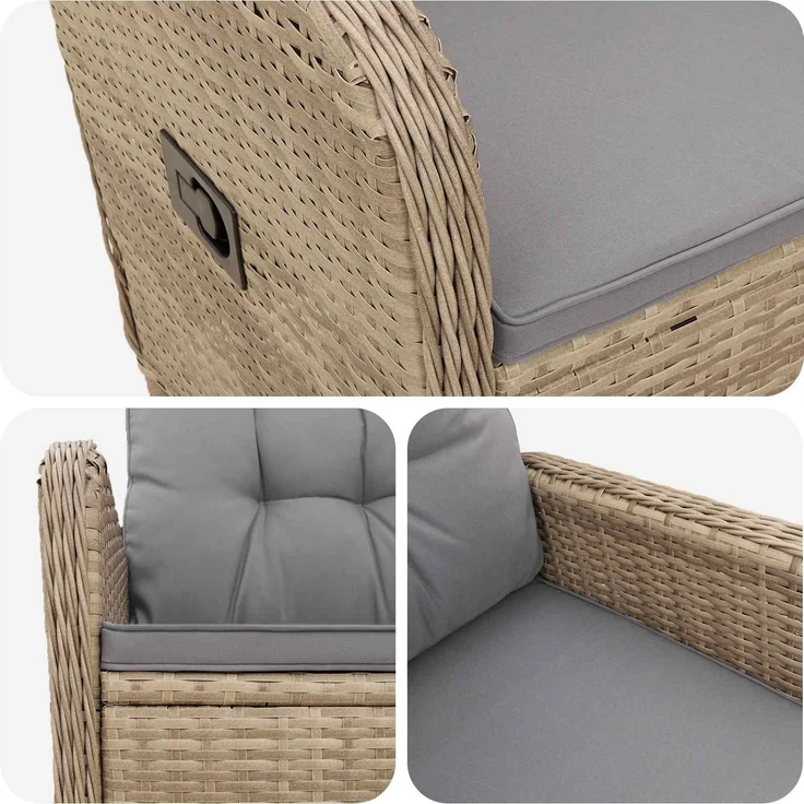 vidaXL Verstellbarer Gartenstuhl Beige und Hellgrau 42027154 – Bild 7