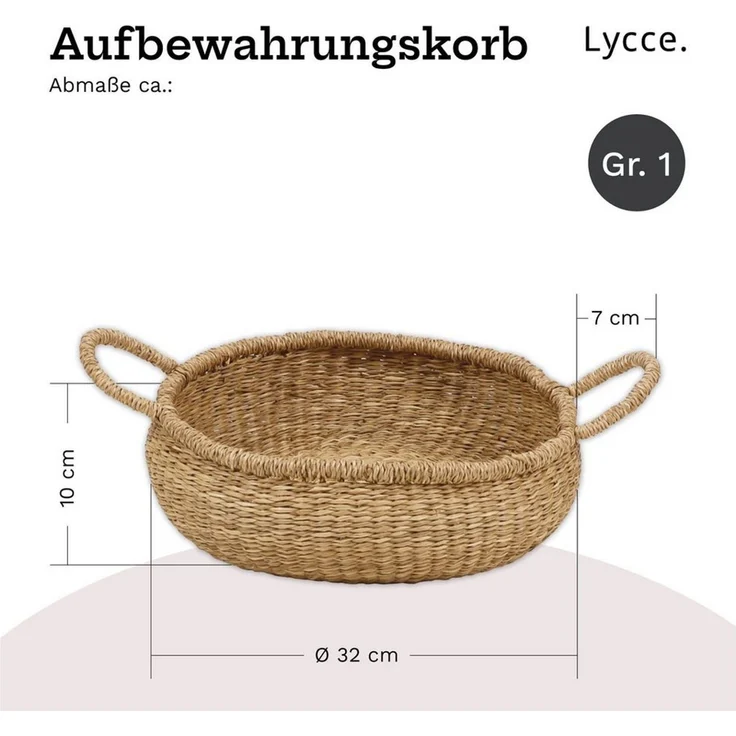 Lycce Wäschebox Aufbewahrungskorb Gr. 1 Natur, Korb geflochten aus Seegras – Bild 2