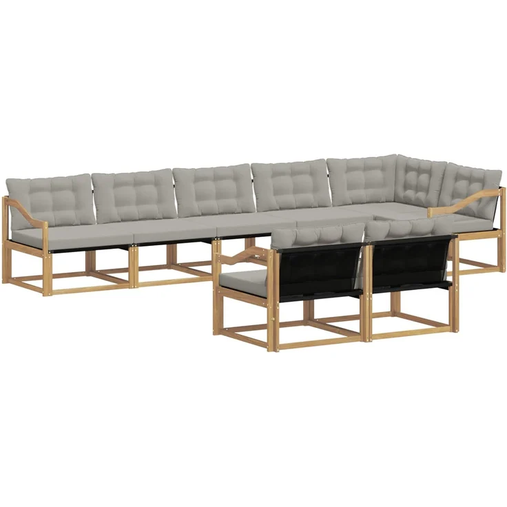 vidaXL Outdoor-Sofagarnitur 8 stk. 8-Sitzer Weiß und Hellgrau 3388813 – Bild 2