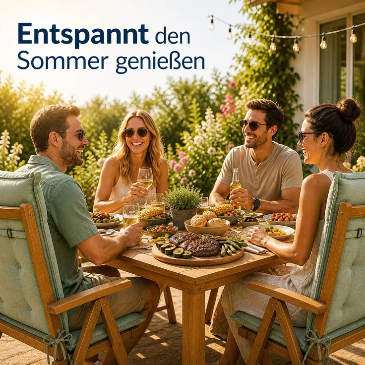 BURI 2x Auflagen Set Hochlehner für Gartenstühle 119x49x6cm Sesselauflagen Polster UV Lichtecht - Gartenstuhlauflagen Stuhlkissen mit Dicker Schaumstoff Füllung (Dunkelgrün) – Bild 8