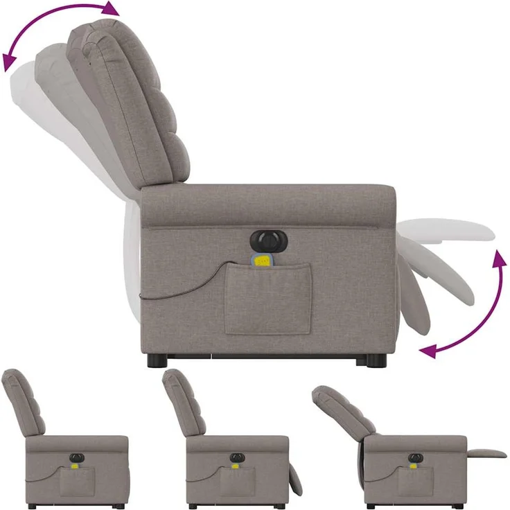 vidaXL Elektrischer Massagesessel mit Aufstehhilfe Taupe Stoff 3303351 – Bild 8