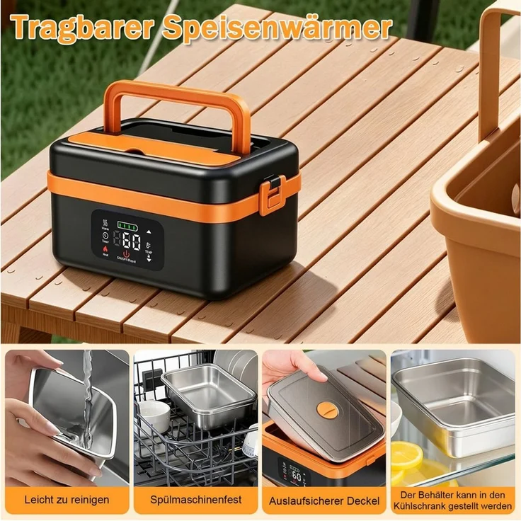 AKKEE Elektrische Lunchbox 1L Electric Lunch Box for Adult mit automatischer Aufheizfunktion, Wärmespeicher- und Timer-Heizfunktionen – Bild 4