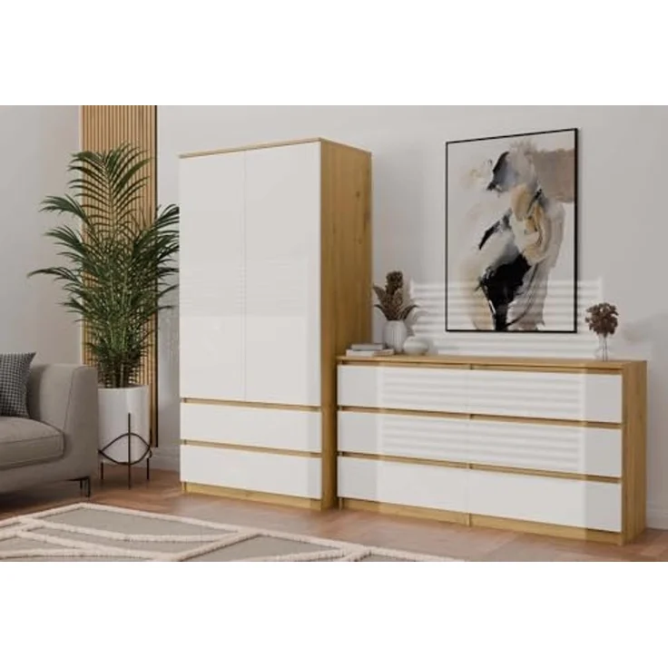 CDF Kommode Artisan Weiß mit 6 Schubladen Komodenschrank Komode für Wohnzimmer Schlafzimmer Schubladenschrank Malwa M6 140 – Bild 2